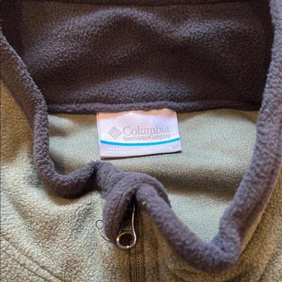 Men’s Columbia Fleece Pullover Green and Black Duotone Gorpcore Comfy Size L - Picture 2 of 5